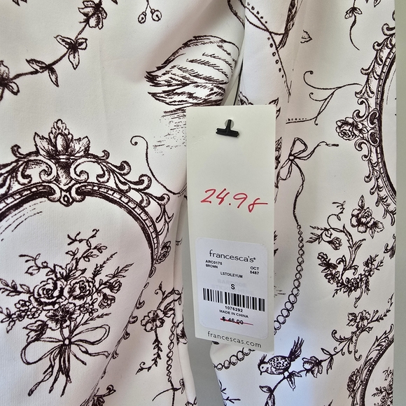 NWT Francesca's Cottage Elegant White and Brown Bodysuit - Picture 3 of 4